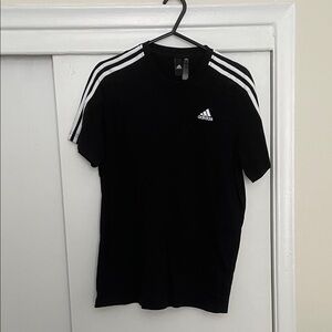 Adidas Men's Black Tee with White Stripes